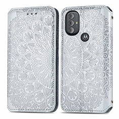 Coque Portefeuille Motif Fantaisie Livre Cuir Etui Clapet S01D pour Motorola Moto G Play Gen 2 Argent