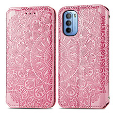 Coque Portefeuille Motif Fantaisie Livre Cuir Etui Clapet S01D pour Motorola Moto G31 Or Rose