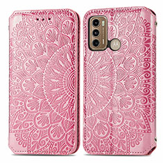 Coque Portefeuille Motif Fantaisie Livre Cuir Etui Clapet S01D pour Motorola Moto G40 Fusion Or Rose