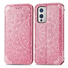 Coque Portefeuille Motif Fantaisie Livre Cuir Etui Clapet S01D pour OnePlus 9 5G Or Rose