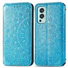 Coque Portefeuille Motif Fantaisie Livre Cuir Etui Clapet S01D pour OnePlus Nord 2 5G Bleu