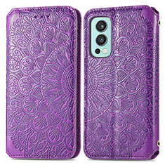 Coque Portefeuille Motif Fantaisie Livre Cuir Etui Clapet S01D pour OnePlus Nord 2 5G Violet