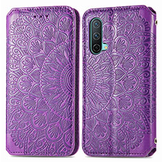 Coque Portefeuille Motif Fantaisie Livre Cuir Etui Clapet S01D pour OnePlus Nord CE 5G Violet