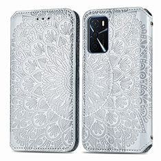 Coque Portefeuille Motif Fantaisie Livre Cuir Etui Clapet S01D pour Oppo A16 Argent