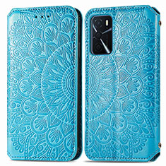 Coque Portefeuille Motif Fantaisie Livre Cuir Etui Clapet S01D pour Oppo A16 Bleu