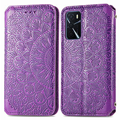 Coque Portefeuille Motif Fantaisie Livre Cuir Etui Clapet S01D pour Oppo A16 Violet