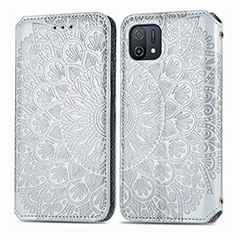 Coque Portefeuille Motif Fantaisie Livre Cuir Etui Clapet S01D pour Oppo A16e Argent