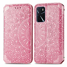 Coque Portefeuille Motif Fantaisie Livre Cuir Etui Clapet S01D pour Oppo A16s Or Rose