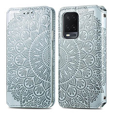 Coque Portefeuille Motif Fantaisie Livre Cuir Etui Clapet S01D pour Oppo A54 4G Argent