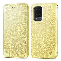 Coque Portefeuille Motif Fantaisie Livre Cuir Etui Clapet S01D pour Oppo A54 4G Or