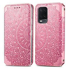 Coque Portefeuille Motif Fantaisie Livre Cuir Etui Clapet S01D pour Oppo A54 4G Or Rose