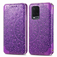 Coque Portefeuille Motif Fantaisie Livre Cuir Etui Clapet S01D pour Oppo A54 4G Violet