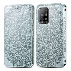 Coque Portefeuille Motif Fantaisie Livre Cuir Etui Clapet S01D pour Oppo A94 5G Argent