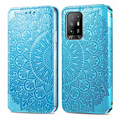 Coque Portefeuille Motif Fantaisie Livre Cuir Etui Clapet S01D pour Oppo A94 5G Bleu