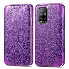 Coque Portefeuille Motif Fantaisie Livre Cuir Etui Clapet S01D pour Oppo A94 5G Violet