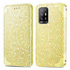 Coque Portefeuille Motif Fantaisie Livre Cuir Etui Clapet S01D pour Oppo A95 5G Or