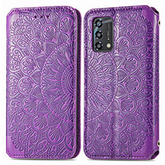 Coque Portefeuille Motif Fantaisie Livre Cuir Etui Clapet S01D pour Oppo F19 Violet