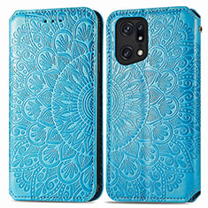 Coque Portefeuille Motif Fantaisie Livre Cuir Etui Clapet S01D pour Oppo Find X5 5G Bleu