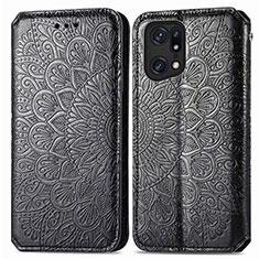 Coque Portefeuille Motif Fantaisie Livre Cuir Etui Clapet S01D pour Oppo Find X5 5G Noir