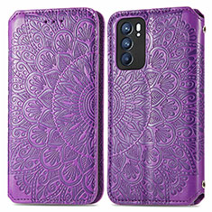 Coque Portefeuille Motif Fantaisie Livre Cuir Etui Clapet S01D pour Oppo Reno6 5G Violet