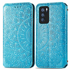 Coque Portefeuille Motif Fantaisie Livre Cuir Etui Clapet S01D pour Oppo Reno6 Pro 5G India Bleu