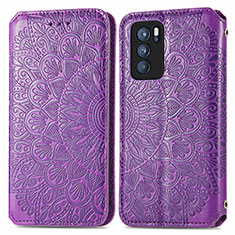 Coque Portefeuille Motif Fantaisie Livre Cuir Etui Clapet S01D pour Oppo Reno6 Pro 5G India Violet