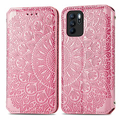 Coque Portefeuille Motif Fantaisie Livre Cuir Etui Clapet S01D pour Oppo Reno6 Z 5G Or Rose