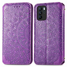 Coque Portefeuille Motif Fantaisie Livre Cuir Etui Clapet S01D pour Oppo Reno6 Z 5G Violet