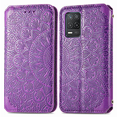 Coque Portefeuille Motif Fantaisie Livre Cuir Etui Clapet S01D pour Realme 8 5G Violet