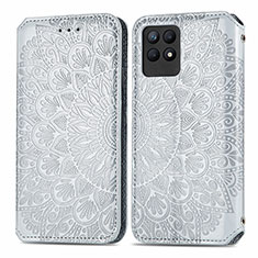 Coque Portefeuille Motif Fantaisie Livre Cuir Etui Clapet S01D pour Realme 8i Argent