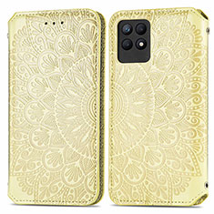 Coque Portefeuille Motif Fantaisie Livre Cuir Etui Clapet S01D pour Realme 8i Or