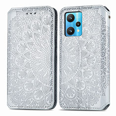 Coque Portefeuille Motif Fantaisie Livre Cuir Etui Clapet S01D pour Realme 9 4G Argent