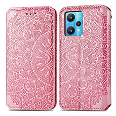 Coque Portefeuille Motif Fantaisie Livre Cuir Etui Clapet S01D pour Realme 9 4G Or Rose