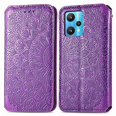 Coque Portefeuille Motif Fantaisie Livre Cuir Etui Clapet S01D pour Realme 9 5G Violet