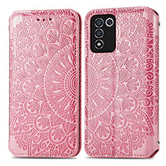 Coque Portefeuille Motif Fantaisie Livre Cuir Etui Clapet S01D pour Realme 9 SE 5G Or Rose