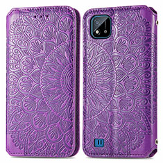 Coque Portefeuille Motif Fantaisie Livre Cuir Etui Clapet S01D pour Realme C11 (2021) Violet