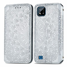 Coque Portefeuille Motif Fantaisie Livre Cuir Etui Clapet S01D pour Realme C20 Argent