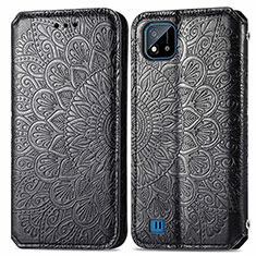 Coque Portefeuille Motif Fantaisie Livre Cuir Etui Clapet S01D pour Realme C20A Noir