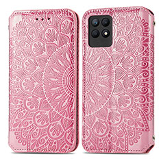 Coque Portefeuille Motif Fantaisie Livre Cuir Etui Clapet S01D pour Realme Narzo 50 4G Or Rose