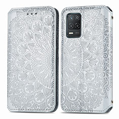 Coque Portefeuille Motif Fantaisie Livre Cuir Etui Clapet S01D pour Realme Q3 5G Argent