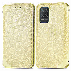 Coque Portefeuille Motif Fantaisie Livre Cuir Etui Clapet S01D pour Realme Q3 5G Or