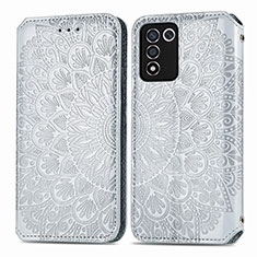 Coque Portefeuille Motif Fantaisie Livre Cuir Etui Clapet S01D pour Realme Q3s 5G Argent