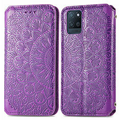 Coque Portefeuille Motif Fantaisie Livre Cuir Etui Clapet S01D pour Realme V11 5G Violet