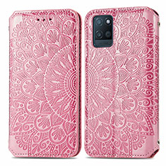 Coque Portefeuille Motif Fantaisie Livre Cuir Etui Clapet S01D pour Realme V11s 5G Or Rose