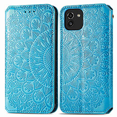 Coque Portefeuille Motif Fantaisie Livre Cuir Etui Clapet S01D pour Samsung Galaxy A03 Bleu