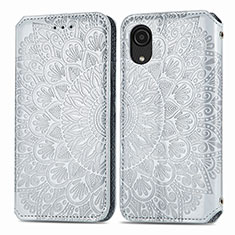 Coque Portefeuille Motif Fantaisie Livre Cuir Etui Clapet S01D pour Samsung Galaxy A03 Core Argent