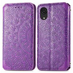 Coque Portefeuille Motif Fantaisie Livre Cuir Etui Clapet S01D pour Samsung Galaxy A03 Core Violet