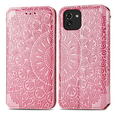 Coque Portefeuille Motif Fantaisie Livre Cuir Etui Clapet S01D pour Samsung Galaxy A03 Or Rose