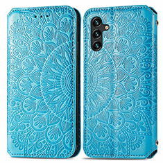 Coque Portefeuille Motif Fantaisie Livre Cuir Etui Clapet S01D pour Samsung Galaxy A04s Bleu