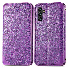 Coque Portefeuille Motif Fantaisie Livre Cuir Etui Clapet S01D pour Samsung Galaxy A04s Violet